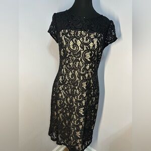 Scarlett Black and Cream Lace Midi Dress